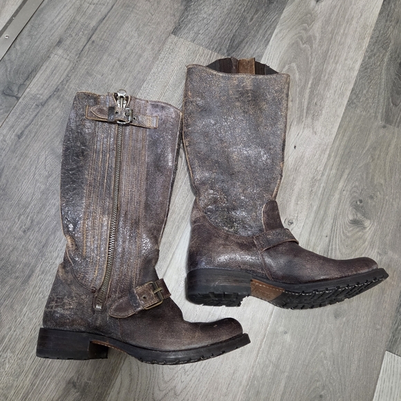 Sendra Distressed Brown Leather Engineer Boots Goodyear Welt Made in Spain - Picture 3 of 13